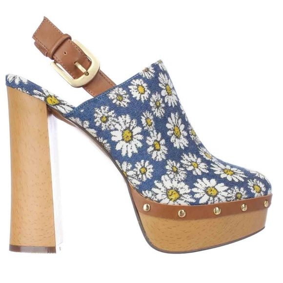 Report Mylie Blue Floral Slingback Platform Clogs - Picture 3 of 7